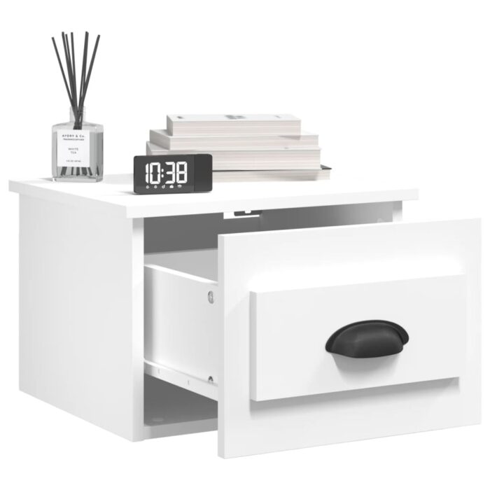 Table de chevet murale blanc 41,5x36x28 cm – Image 2