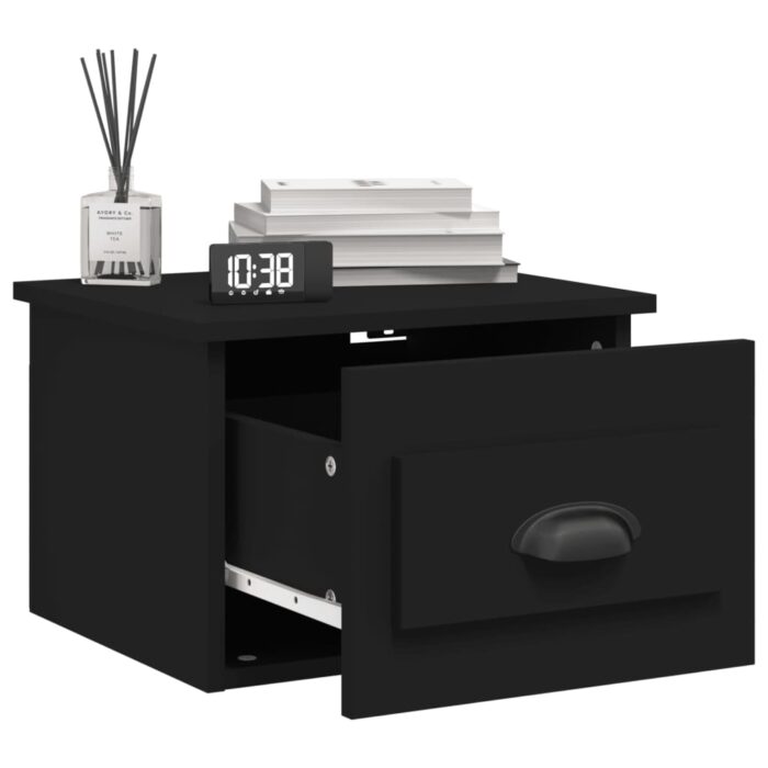Table de chevet murale noir 41,5x36x28 cm – Image 2