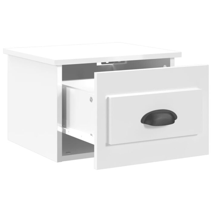Table de chevet murale blanc brillant 41,5x36x28 cm – Image 3