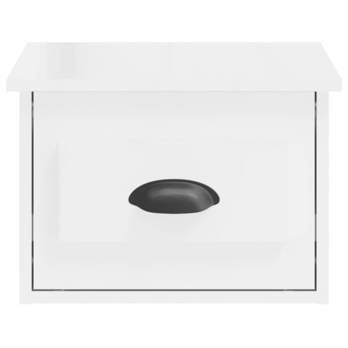 Table de chevet murale blanc brillant 41,5x36x28 cm – Image 4