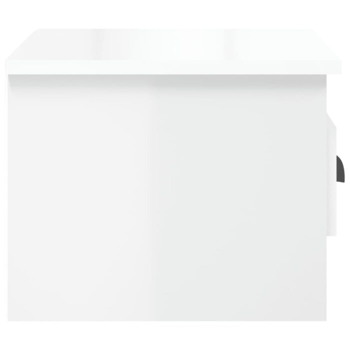 Table de chevet murale blanc brillant 41,5x36x28 cm – Image 5