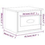 Table de chevet murale blanc brillant 41,5x36x28 cm – Image 8