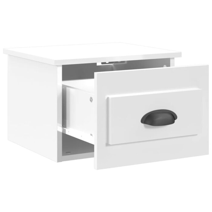 Tables de chevet murales 2 pcs blanc brillant 41,5x36x28 cm – Image 4