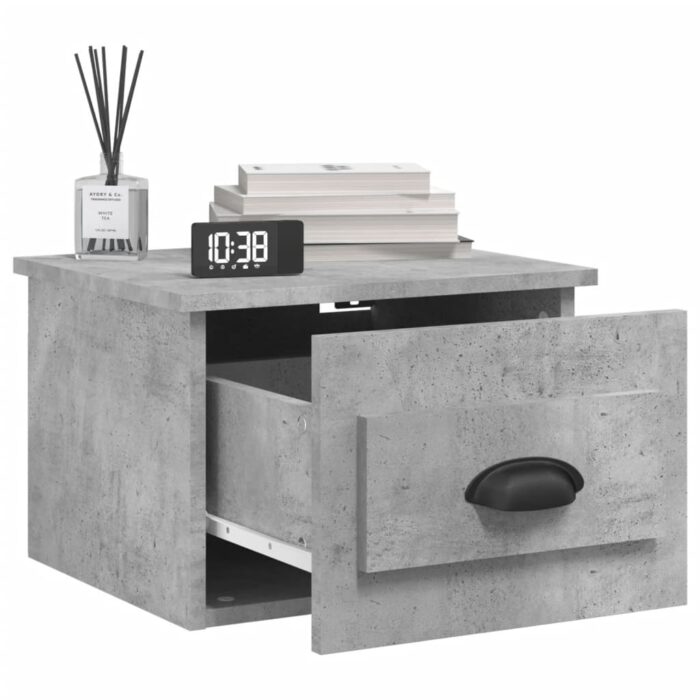 Tables de chevet murales 2 pcs gris béton 41,5x36x28 cm – Image 2
