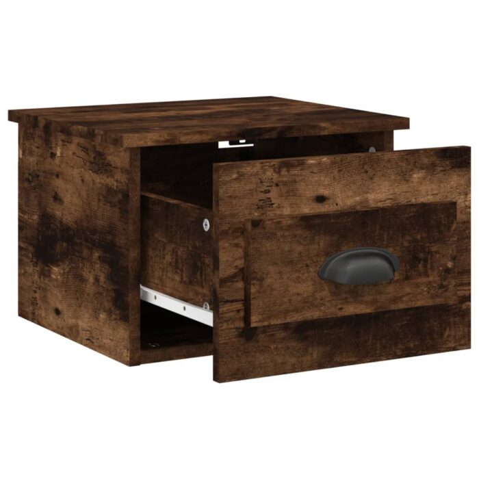Table de chevet murale chêne fumé 41,5x36x28 cm – Image 3