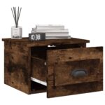 Tables de chevet murales 2 pcs chêne fumé 41,5x36x28 cm – Image 2