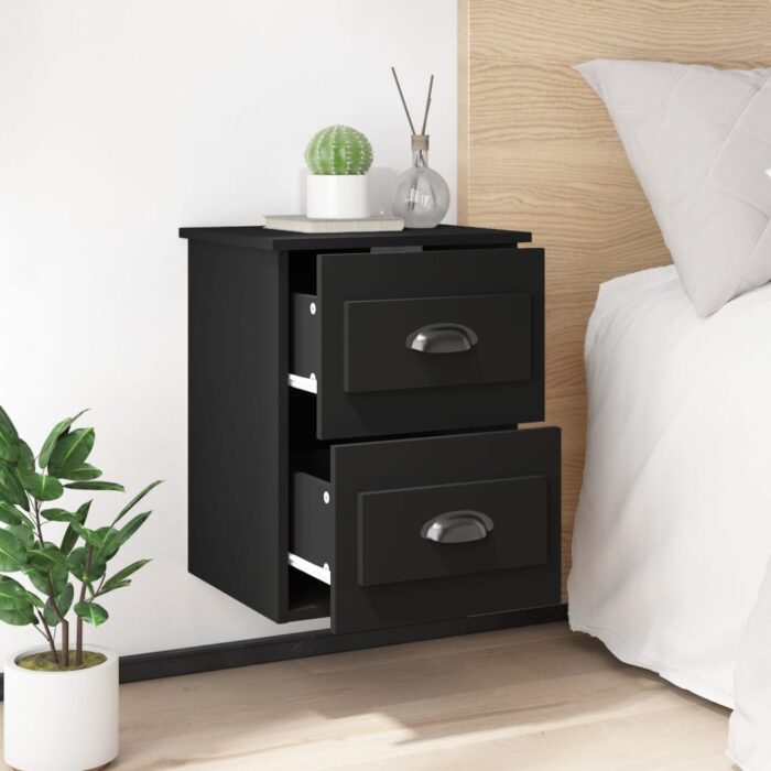 Tables de chevet murales 2 pcs noir 41,5x36x53 cm – Image 2