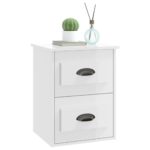 Table de chevet murale blanc brillant 41,5x36x53 cm – Image 2