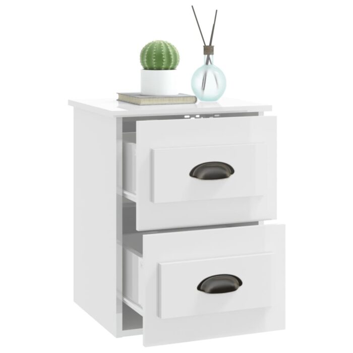 Table de chevet murale blanc brillant 41,5x36x53 cm – Image 3