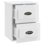 Table de chevet murale blanc brillant 41,5x36x53 cm – Image 4