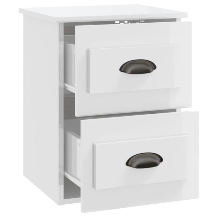 Table de chevet murale blanc brillant 41,5x36x53 cm – Image 4