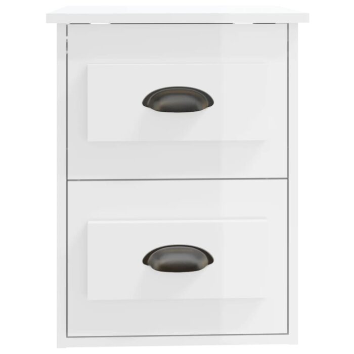 Table de chevet murale blanc brillant 41,5x36x53 cm – Image 5