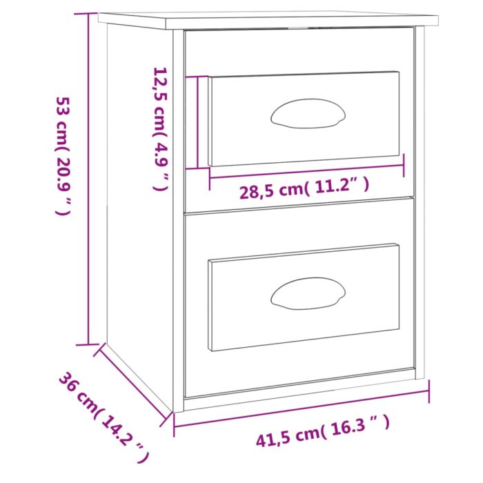 Tables de chevet murales 2 pcs chêne sonoma 41,5x36x53 cm – Image 11