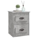 Tables de chevet murales 2 pcs gris béton 41,5x36x53 cm – Image 3