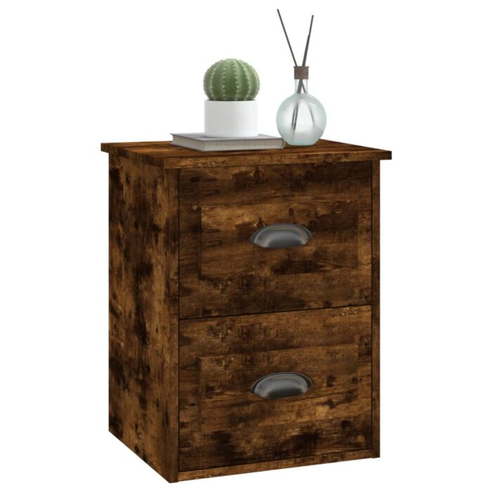 Table de chevet murale chêne fumé 41,5x36x53 cm – Image 2