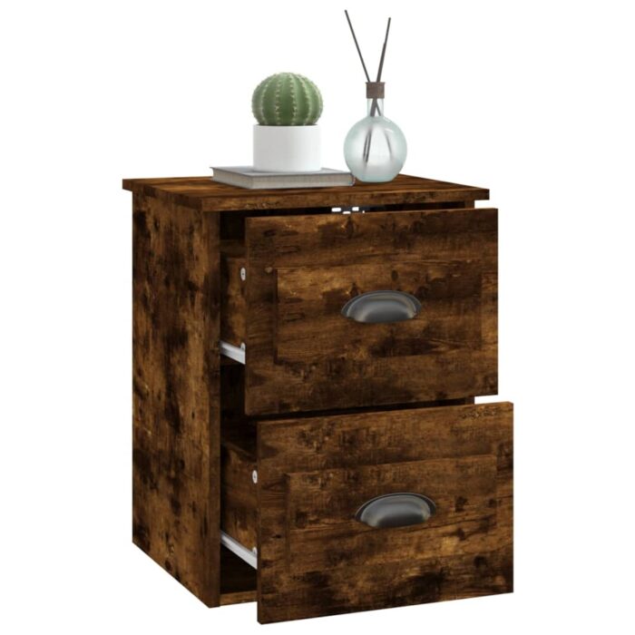Table de chevet murale chêne fumé 41,5x36x53 cm – Image 3