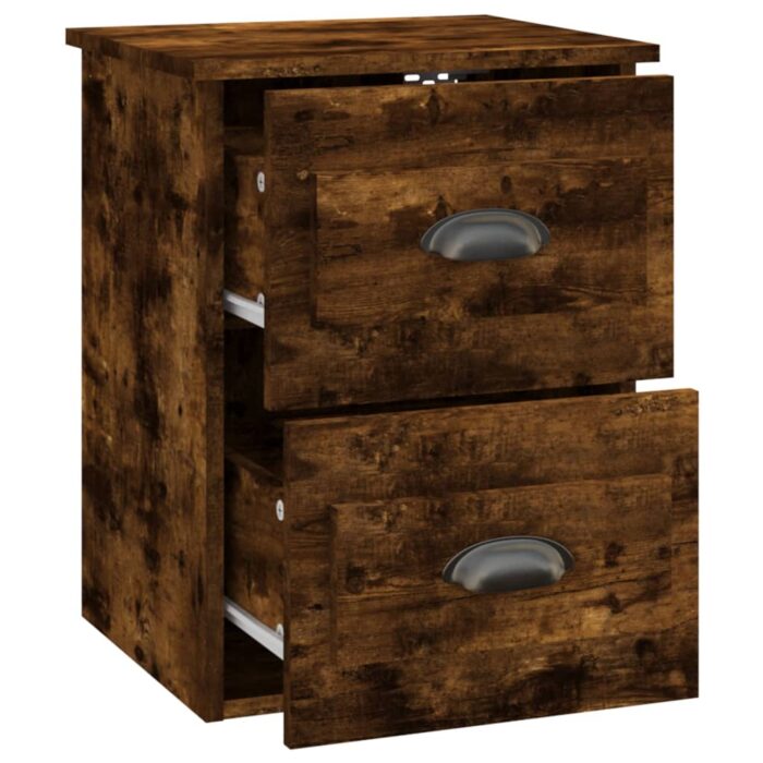 Table de chevet murale chêne fumé 41,5x36x53 cm – Image 4