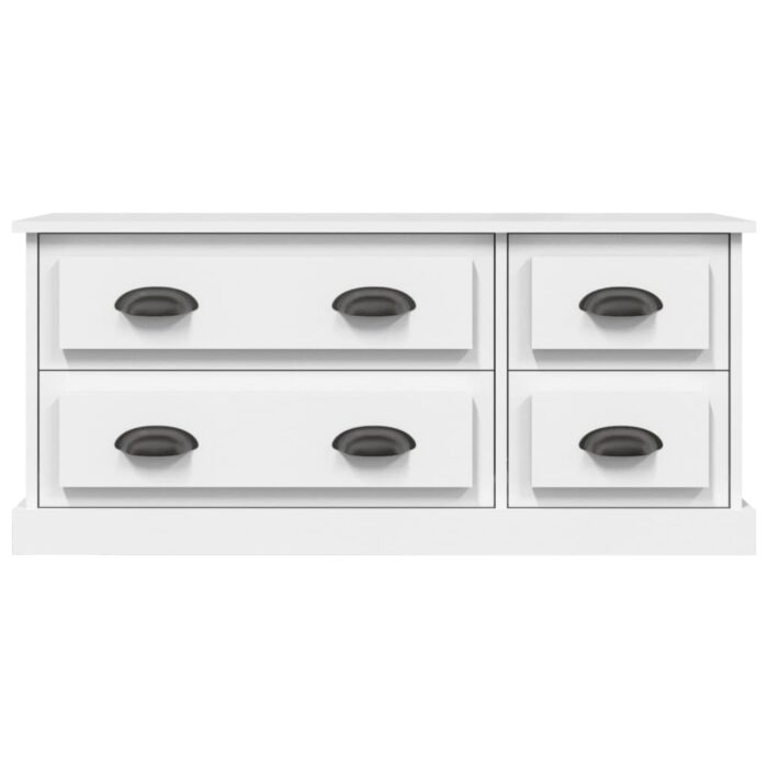 Meuble TV blanc 100x35,5x45 cm bois d'ingénierie – Image 4