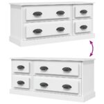 Meuble TV blanc 100x35,5x45 cm bois d'ingénierie – Image 6