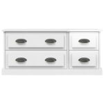 Meuble TV blanc brillant 100x35,5x45 cm bois d'ingénierie – Image 4