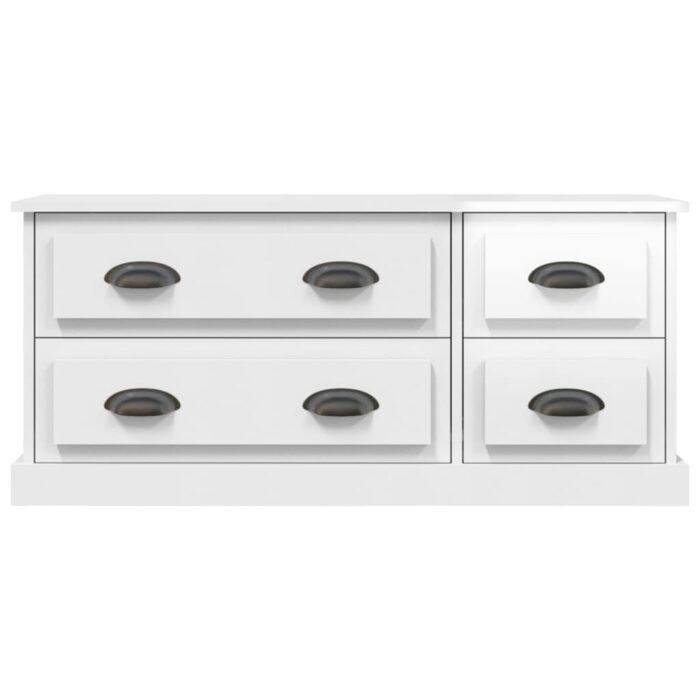 Meuble TV blanc brillant 100x35,5x45 cm bois d'ingénierie – Image 4