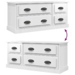 Meuble TV blanc brillant 100x35,5x45 cm bois d'ingénierie – Image 6