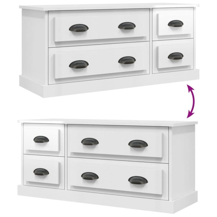 Meuble TV blanc brillant 100x35,5x45 cm bois d'ingénierie – Image 6