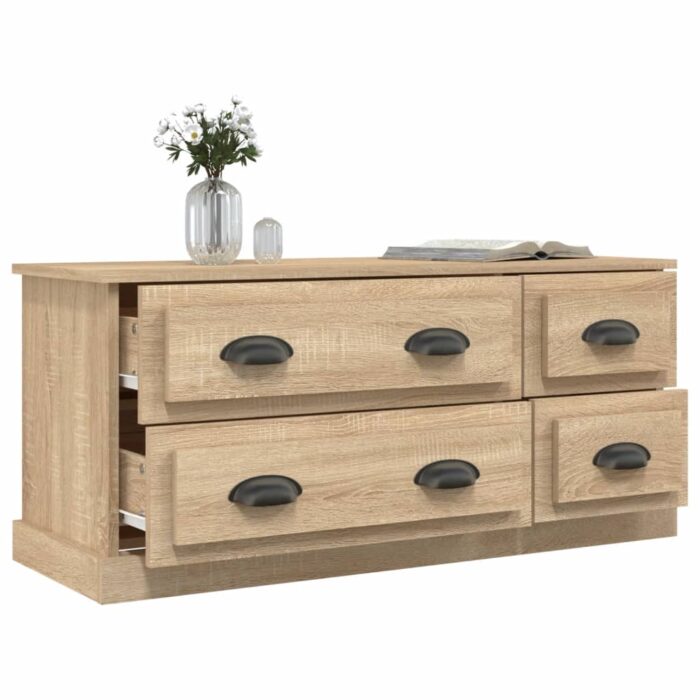 Meuble TV chêne sonoma 100x35,5x45 cm bois d'ingénierie – Image 3