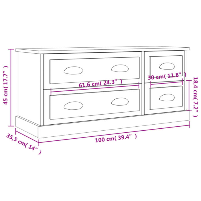 Meuble TV chêne sonoma 100x35,5x45 cm bois d'ingénierie – Image 8