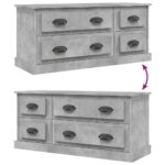 Meuble TV gris béton 100x35,5x45 cm bois d'ingénierie – Image 6