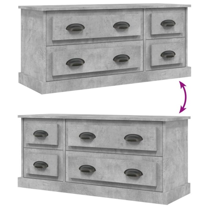 Meuble TV gris béton 100x35,5x45 cm bois d'ingénierie – Image 6