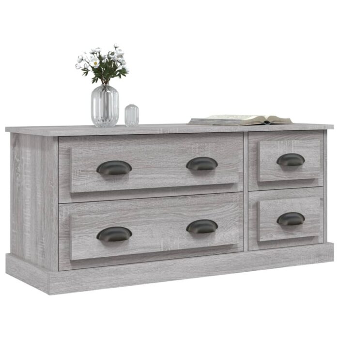 Meuble TV sonoma gris 100x35,5x45 cm bois d'ingénierie – Image 2