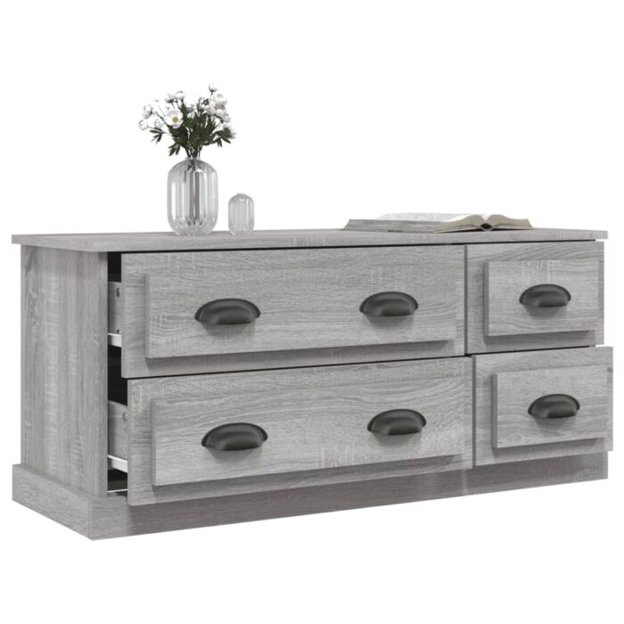 Meuble TV sonoma gris 100x35,5x45 cm bois d'ingénierie – Image 3