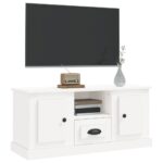 Meuble TV blanc 100x35,5x45 cm bois d'ingénierie – Image 2