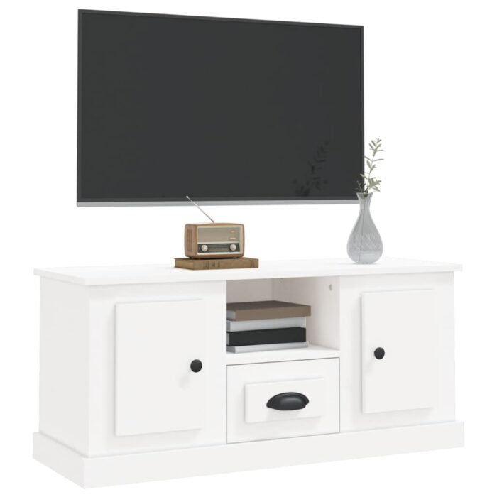 Meuble TV blanc 100x35,5x45 cm bois d'ingénierie – Image 2