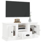 Meuble TV blanc 100x35,5x45 cm bois d'ingénierie – Image 3