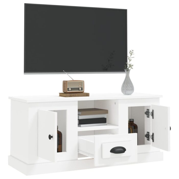 Meuble TV blanc 100x35,5x45 cm bois d'ingénierie – Image 3