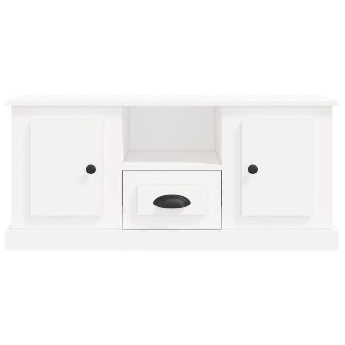 Meuble TV blanc 100x35,5x45 cm bois d'ingénierie – Image 4