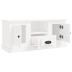 Meuble TV blanc 100x35,5x45 cm bois d'ingénierie – Image 6