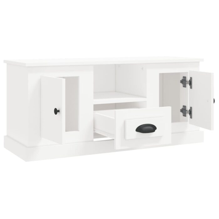 Meuble TV blanc 100x35,5x45 cm bois d'ingénierie – Image 6