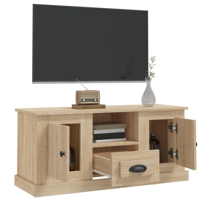 Meuble TV chêne sonoma 100x35,5x45 cm bois d'ingénierie – Image 3