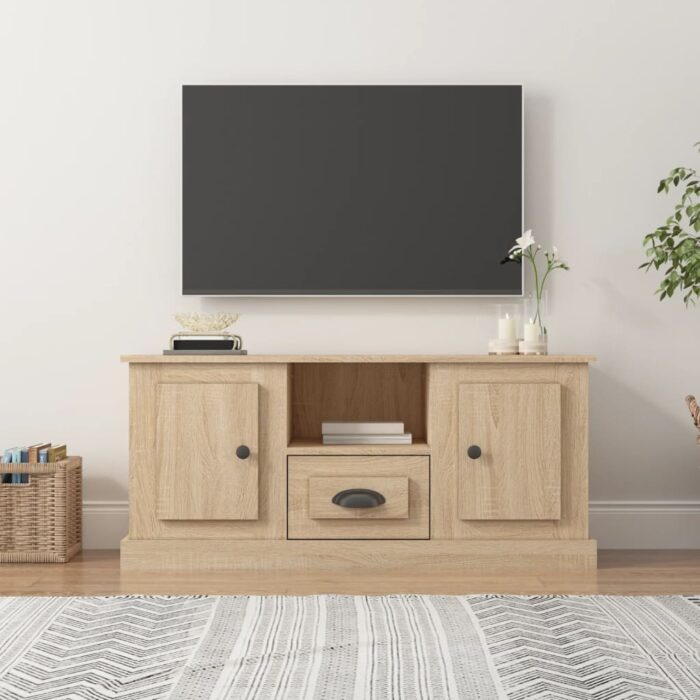 Meuble TV chêne sonoma 100x35,5x45 cm bois d'ingénierie – Image 1
