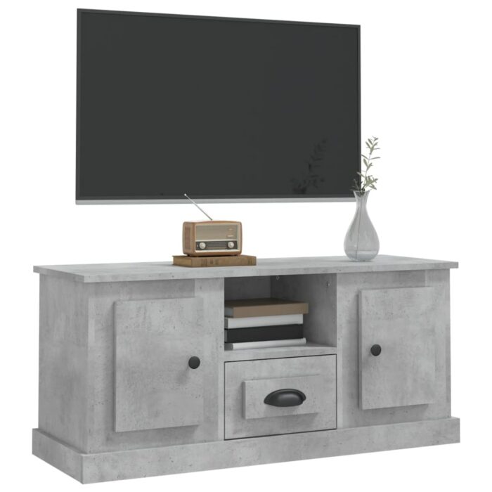 Meuble TV gris béton 100x35,5x45 cm bois d'ingénierie – Image 2