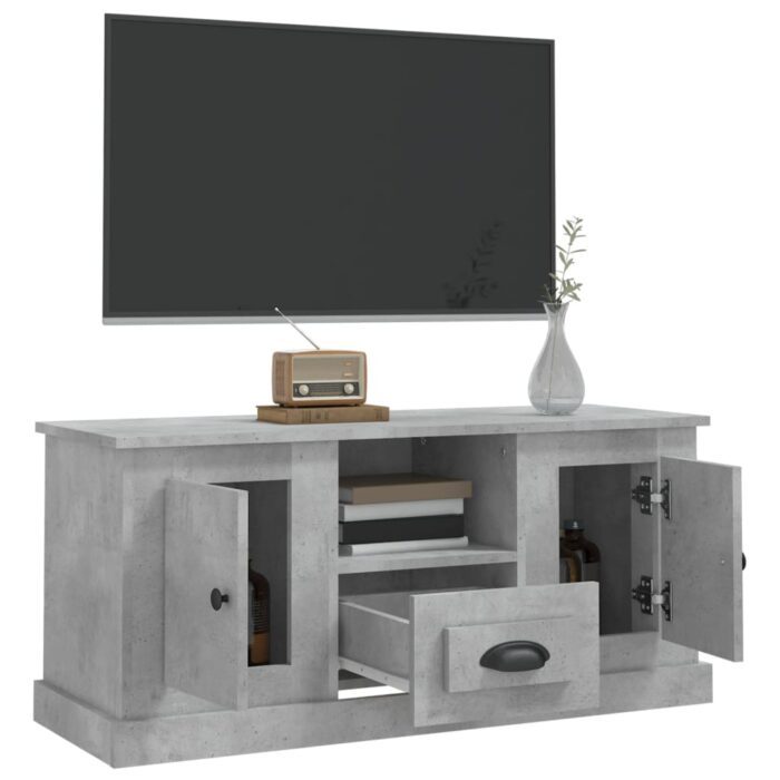 Meuble TV gris béton 100x35,5x45 cm bois d'ingénierie – Image 3