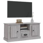Meuble TV sonoma gris 100x35,5x45 cm bois d'ingénierie – Image 2