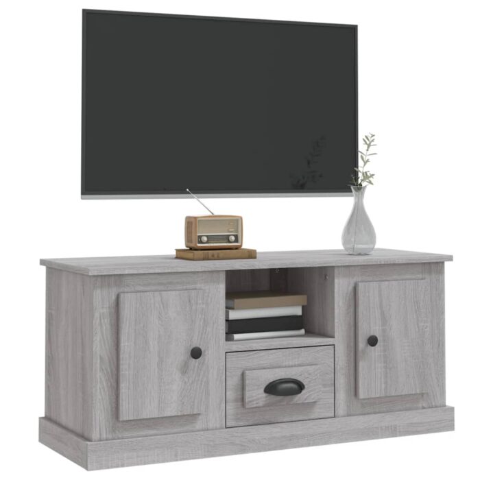 Meuble TV sonoma gris 100x35,5x45 cm bois d'ingénierie – Image 2