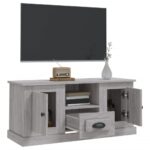 Meuble TV sonoma gris 100x35,5x45 cm bois d'ingénierie – Image 3