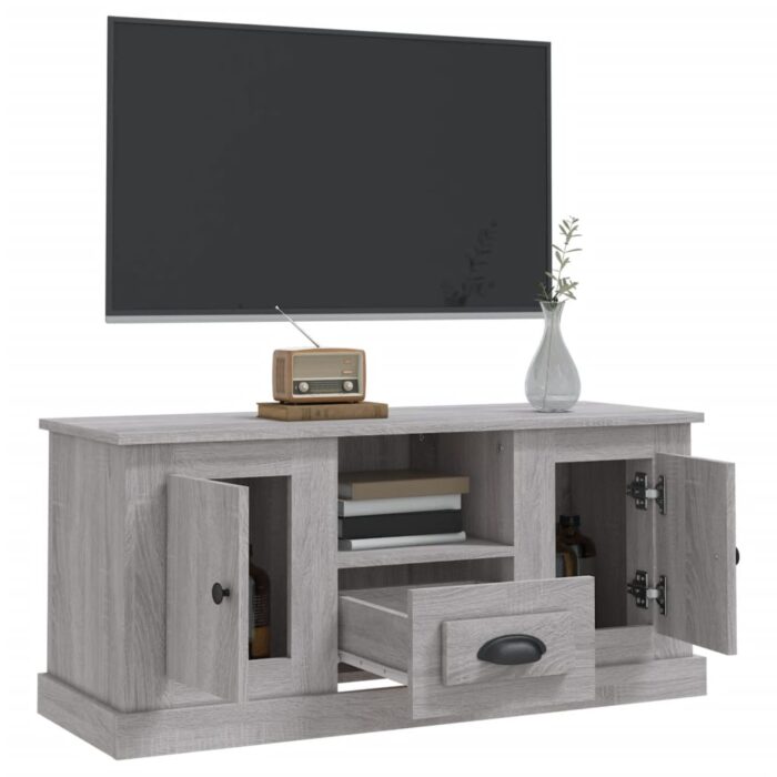 Meuble TV sonoma gris 100x35,5x45 cm bois d'ingénierie – Image 3