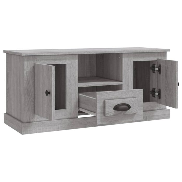 Meuble TV sonoma gris 100x35,5x45 cm bois d'ingénierie – Image 6