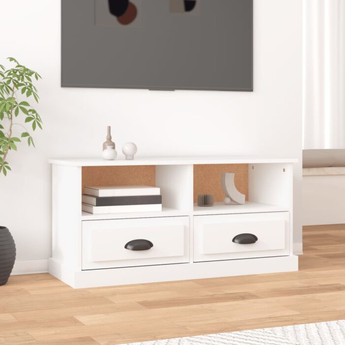 Meuble TV blanc 93x35,5x45 cm bois d'ingénierie – Image 1